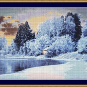 Winter Cabin Cross Stitch Pattern