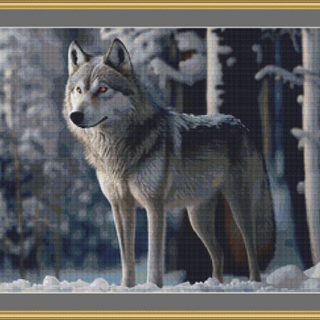 Wolf In The Snow Cross Stitch Pattern