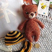 Crochet bear Bear little toy Bear bee costume Children's toy Fluffy bear Palm toy  First birthday Amigurumi Gift from Ukraine