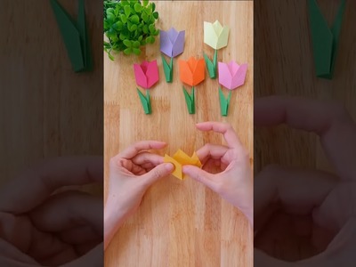 How To Fold A Tulip Flower From Paper ( Easy Origami Flower)#shorts