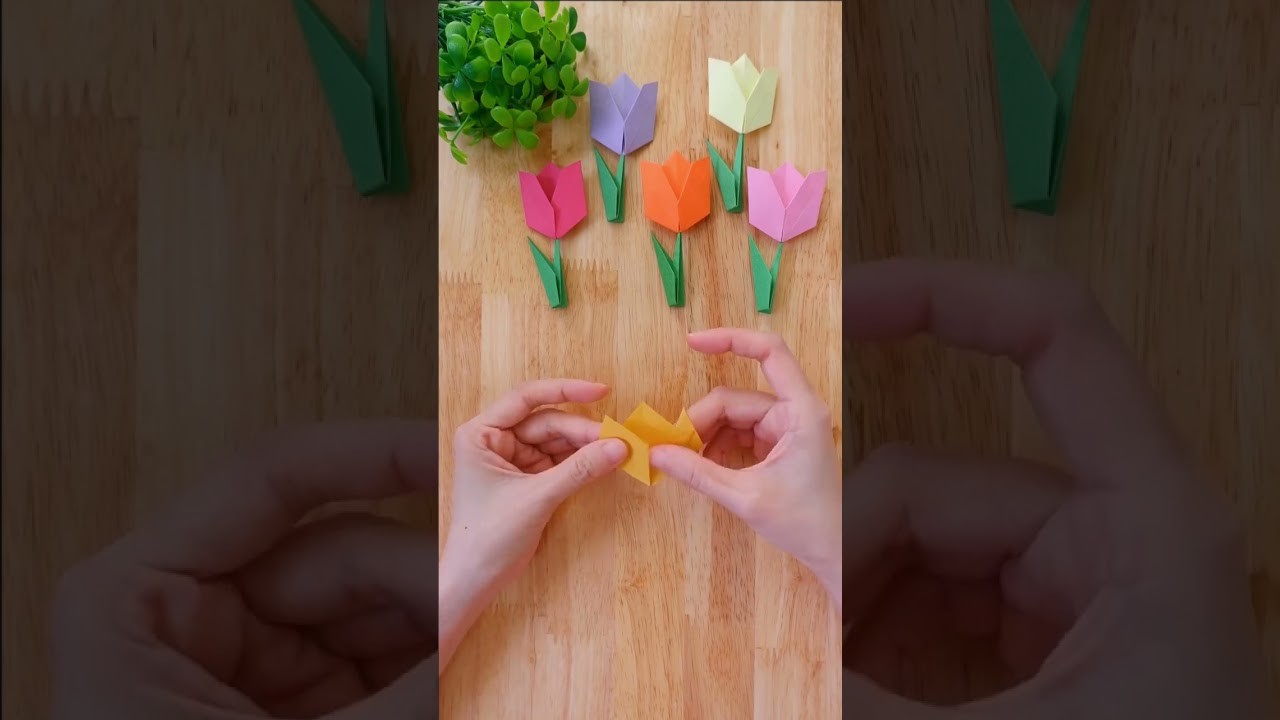 How To Fold A Tulip Flower From Paper ( Easy Origami Flower)#shorts