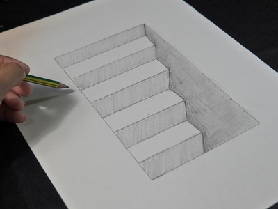 Easy Drawing How to Draw a 3D Stairs Illusion - 3D Trick Art #drawingtutorial #3dart