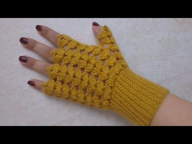 Beautiful crochet fingerless gloves full tutorial