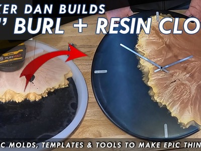 DIY 18" Maple Burl & Epoxy Resin Clock Using Big Round Silicone Mold & Router Template