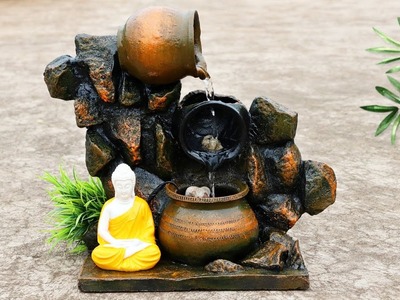 DIY Antique Buddha Stone With Cement Water Feature | Beautiful Buddha Garden Waterfall Fountain