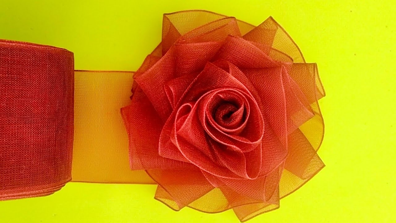 DIY Satin Ribbon Rose flower | How to make ribbon rose l Ribbon decoration ideas l Ribbon hacks