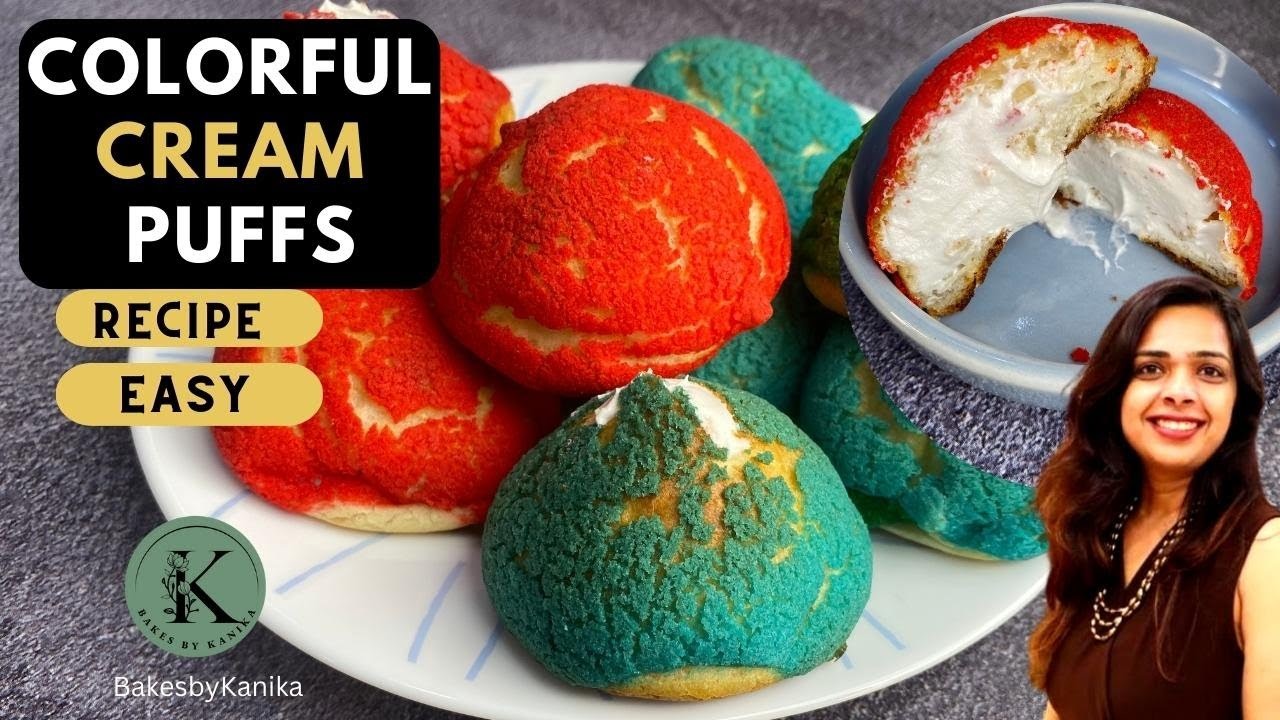 Unbelievable Colorful Cream Puffs | Quick and Easy Recipe | Choux au Craquelin | BakesbyKanika