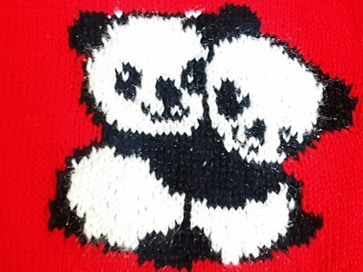 Very cute panda sweater design (Second lesson) #easyknitting #graphdesign #beginnerknitting