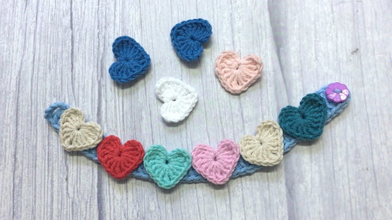 #83 Crochet Hearts Cat Collar. Easy Learn Heart Collar for Pet Crochet Tutorial