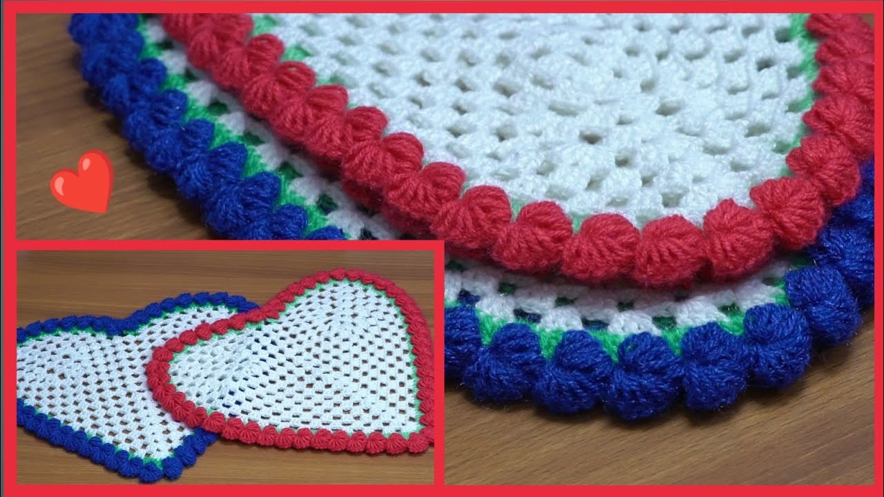 ✨Amazing ✨Heart????shaped knitting table cover#thalposh design #crochet pattern