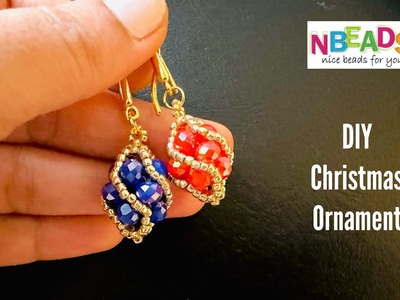 Beaded Christmas Ornament || Christmas Ornament earrings || Nbeads Tutorial ||Rondelle earring