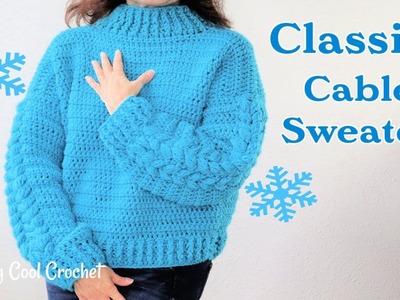 Classic Crochet Cable Sweater.Easiest Cable Stitch EVER!