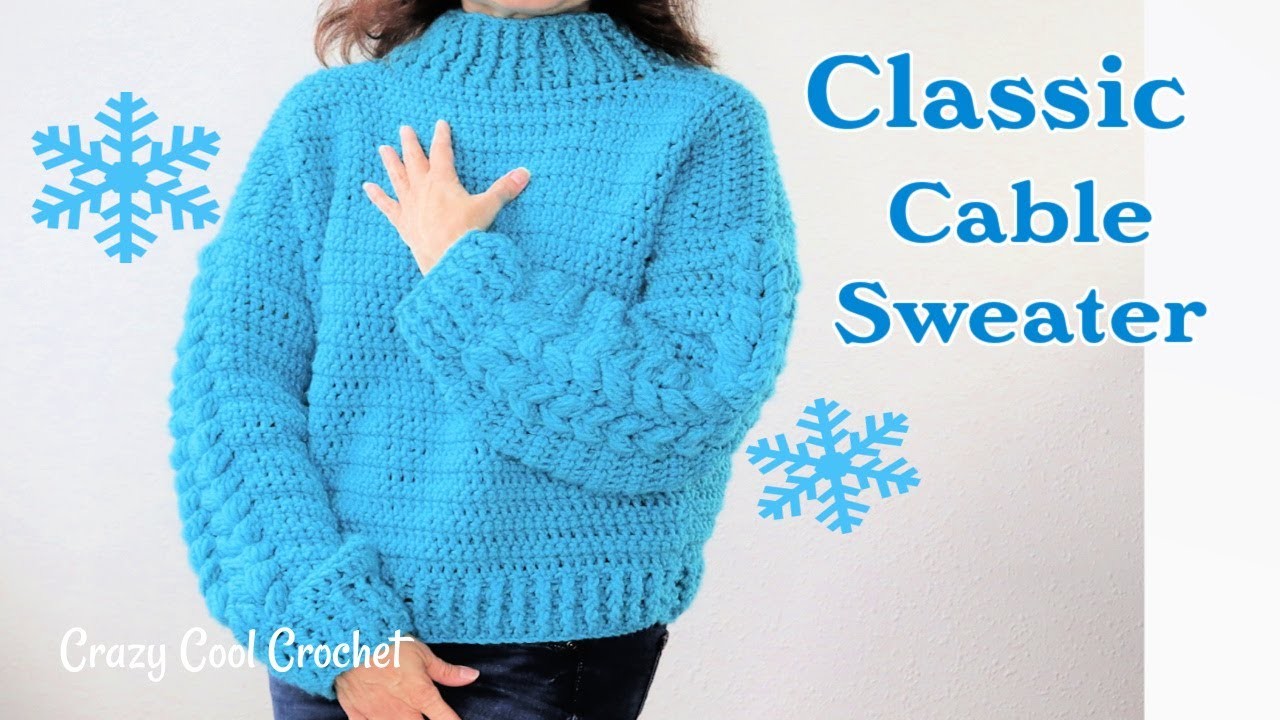 Classic Crochet Cable Sweater.Easiest Cable Stitch EVER!