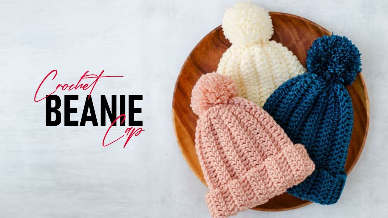 Crochet Beanie Cap: Learn How To Crochet Beanie Cap.Hat Step By Step - Diy Beanie Cap Tutorial