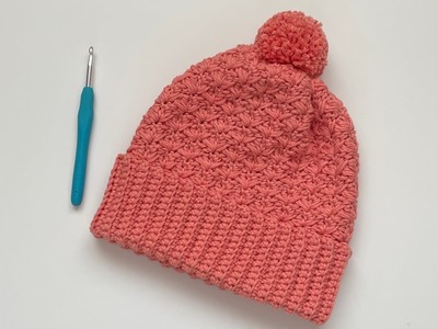 Crochet - Double Brim Winter Hat.Beanie - Spiked Sedge Stitch(All Size Measures - Check Description)