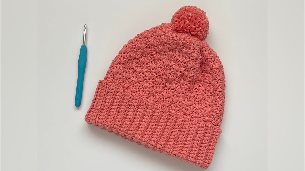 Crochet - Double Brim Winter Hat.Beanie - Spiked Sedge Stitch(All Size Measures - Check Description)