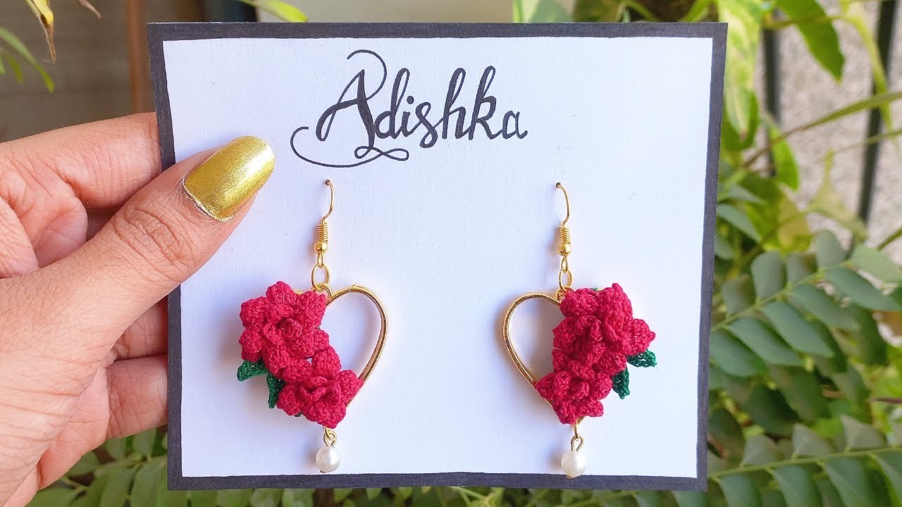 Crochet Heart Shaped Floral Earrings | Easy Step by Step Tutorial | How to make | DIY | Beautiful