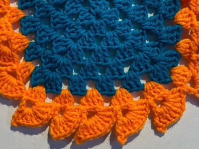 Crochet square with beautiful borders - super easy tutorial watch and learn #crochet #crochetsquare