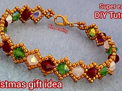 Crystals bracelet.Christmas gift idea.Simple and elegant bracelet.Handmade jewelry.Diy Beading