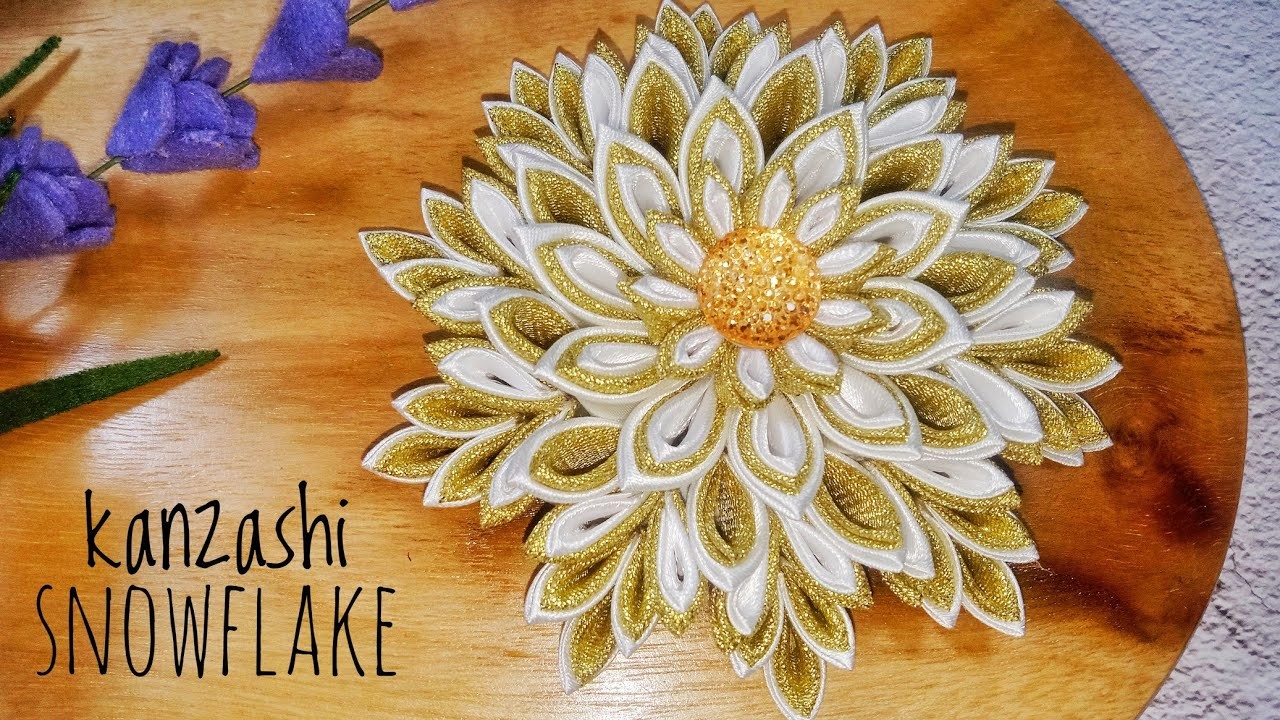 DIY Kanzashi Snowflake || Satin Ribbon Craft