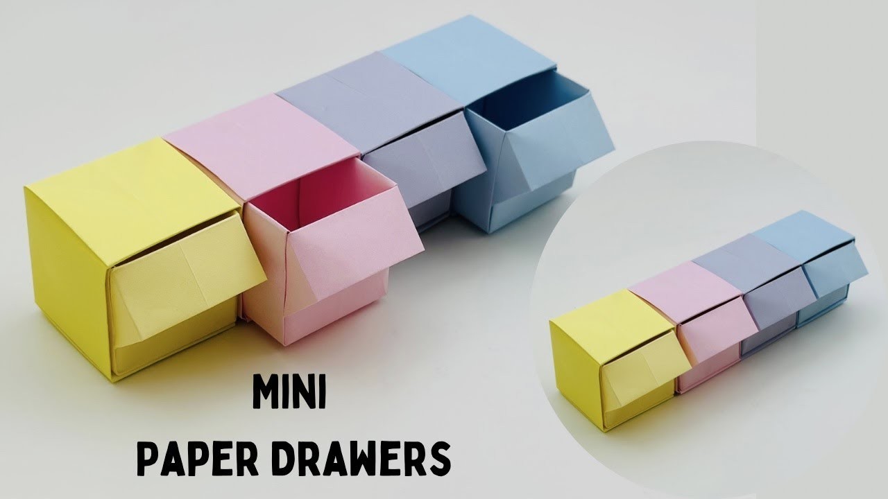 DIY MINI PAPER  DRAWERS. PAPER CRAFT. SMALL ORIGAMI STORAGE BOX DIY. DESK ORGANIZER DRAWER
