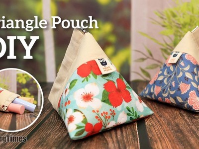 DIY Triangle Pouch_4K | How to make a Pyramid Snap Bag [sewingtimes]