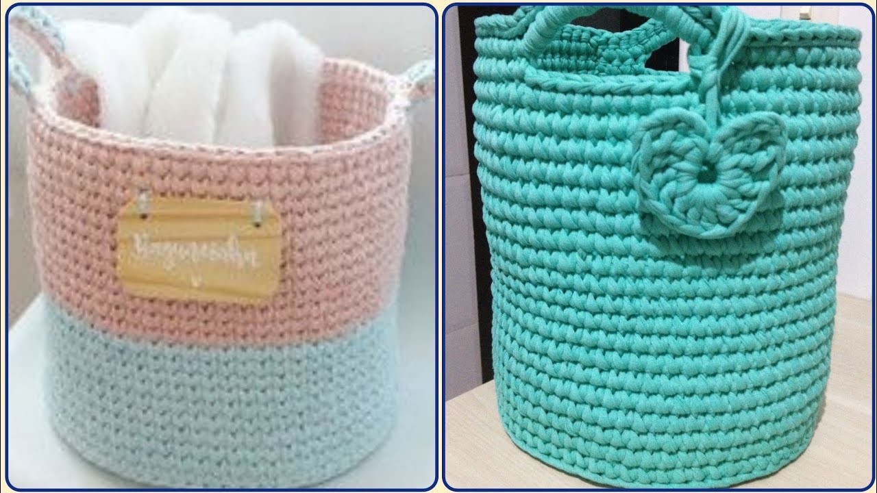 Easy Crochet Storage Basket Hand-knitted -For Beginner Pattern Designs
