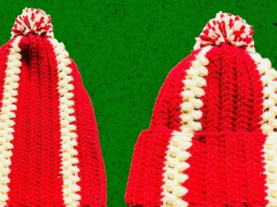 How To Crochet A Christmas Hat | Easy Step by Step Tutorial For Beginners #crochet #hat #christmas
