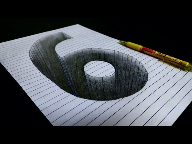 How to Draw 3d Drawing Number 6 | Easy Pencil Drawing Videos | Optical Illusion 3d Line Art | 3d Art