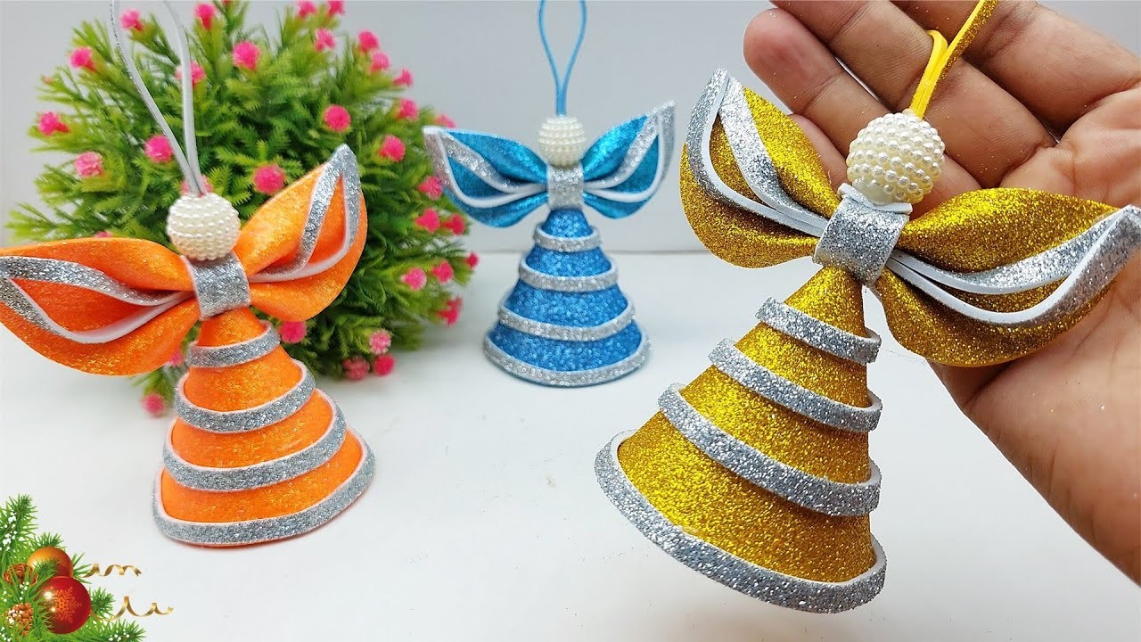 How to Make Christmas Angel With Glitter Foam???? DIY Christmas Crafts For Home Decorations????