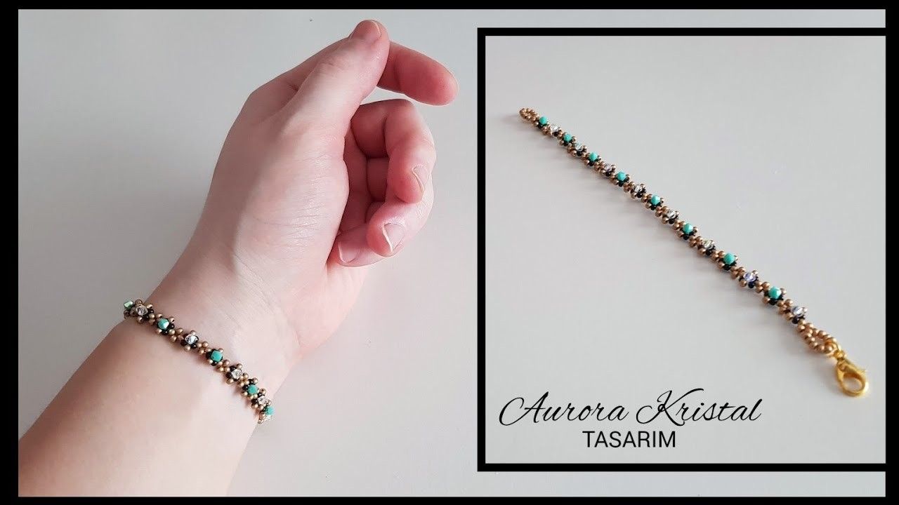İnce bileklik yapımı. Charming beaded bracelet with seed beads and bicones. Jewelry making tutorial.