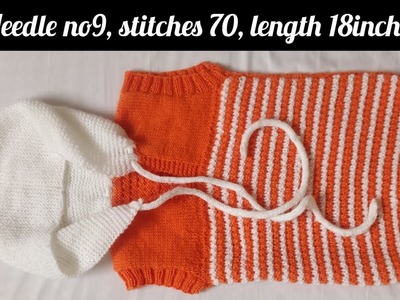 Knitting half sleeves baby sweater of 3-4 year old(with hood)#134