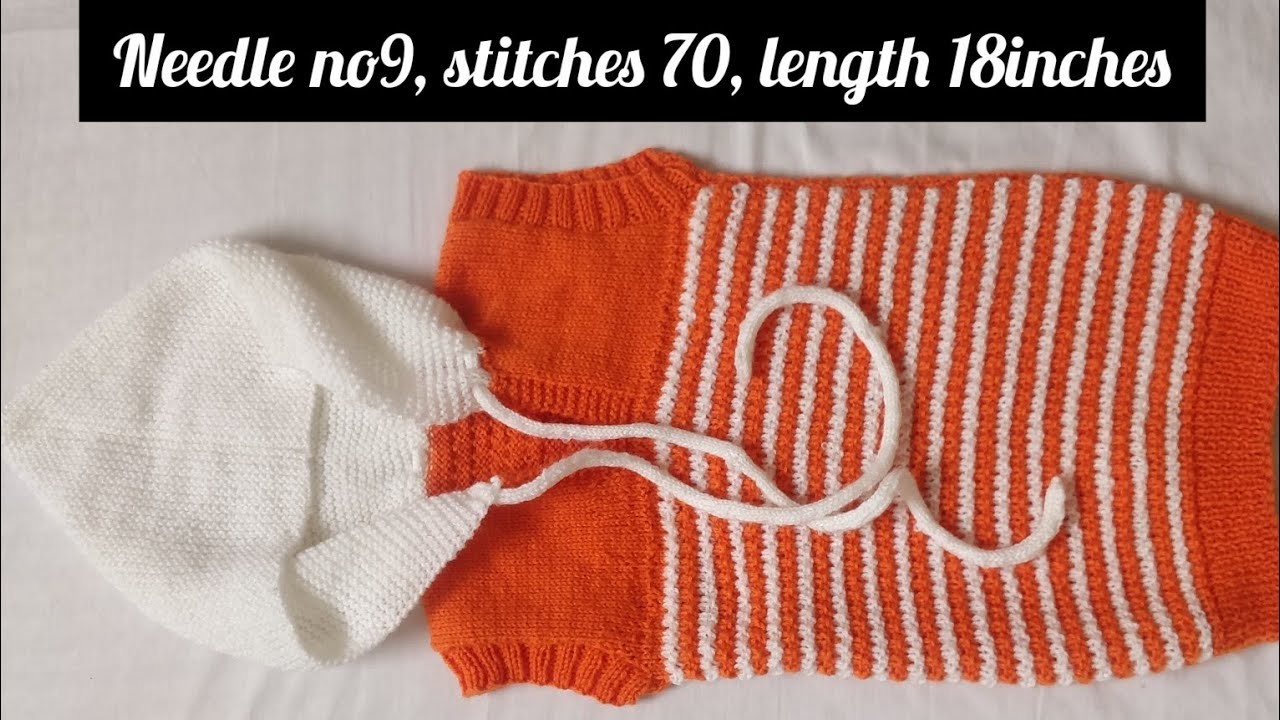 Knitting half sleeves baby sweater of 3-4 year old(with hood)#134