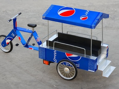 Make A Amazing Cargo Tricycle Rickshaw With Pepsi Cans - DIY