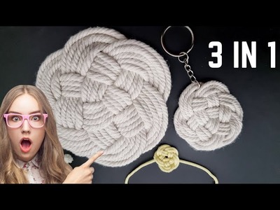 Pastime Creation. how to make 3 items by 1 knot, turk keychain easy diy tutorial?