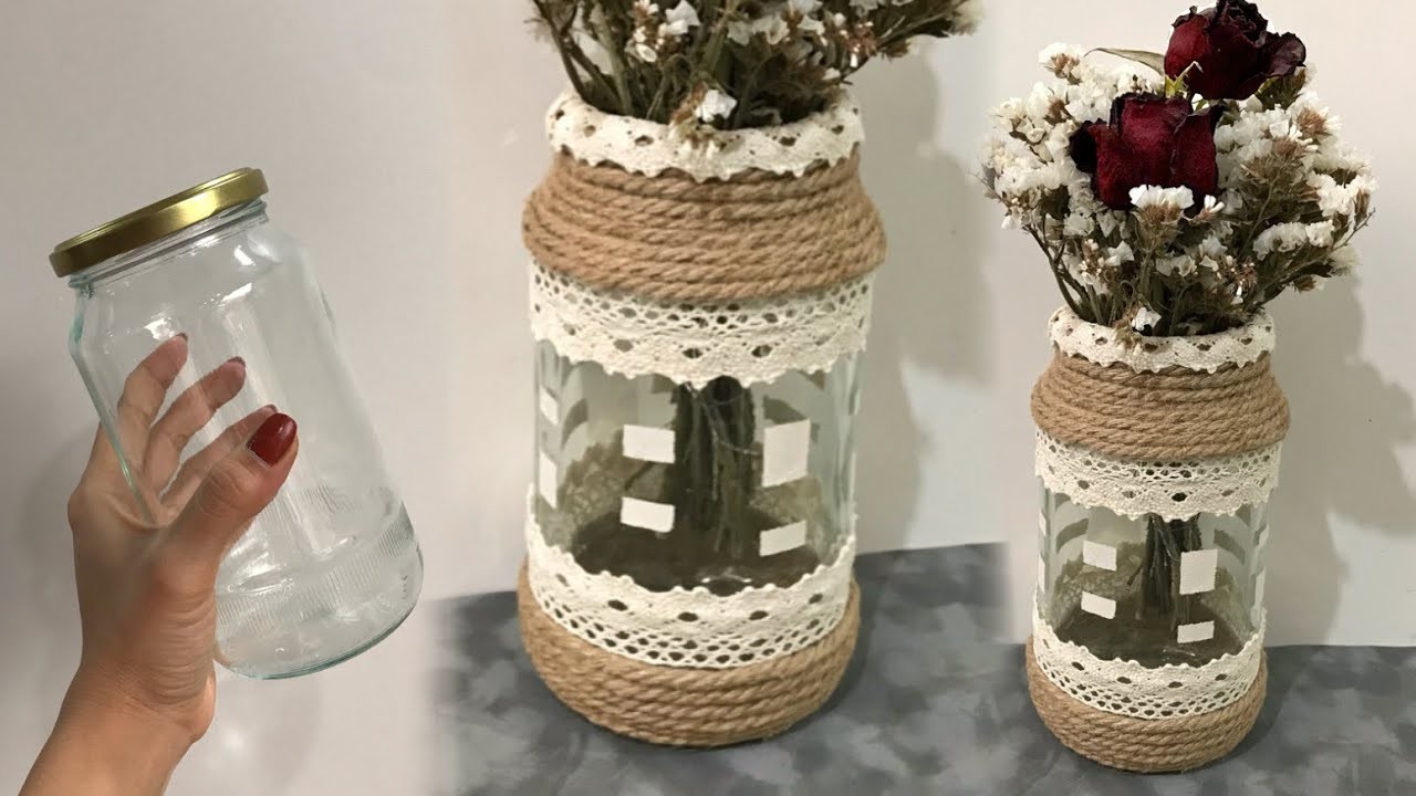 Super Craft Idea with Glass Jar & Jute Rope | DIY