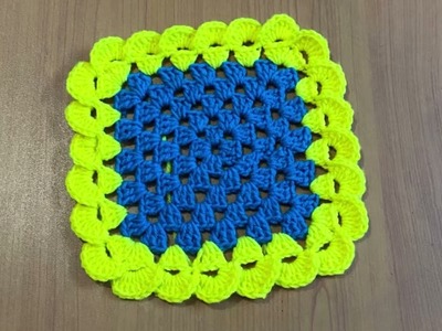 Very easy crochet square with beautiful  border - Watch and learn #crochetsquare