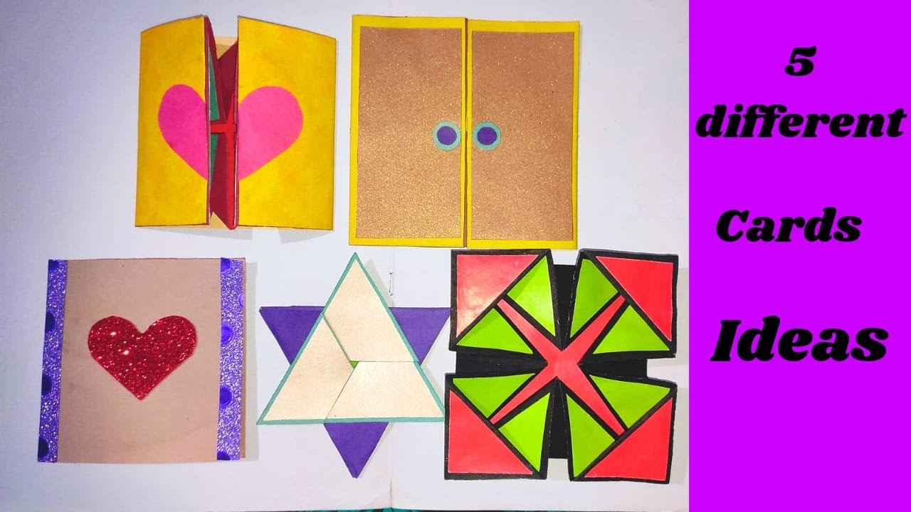 5 different easy cards ideas l How to make cards for scrapbook l scrapbook tutorial ????????