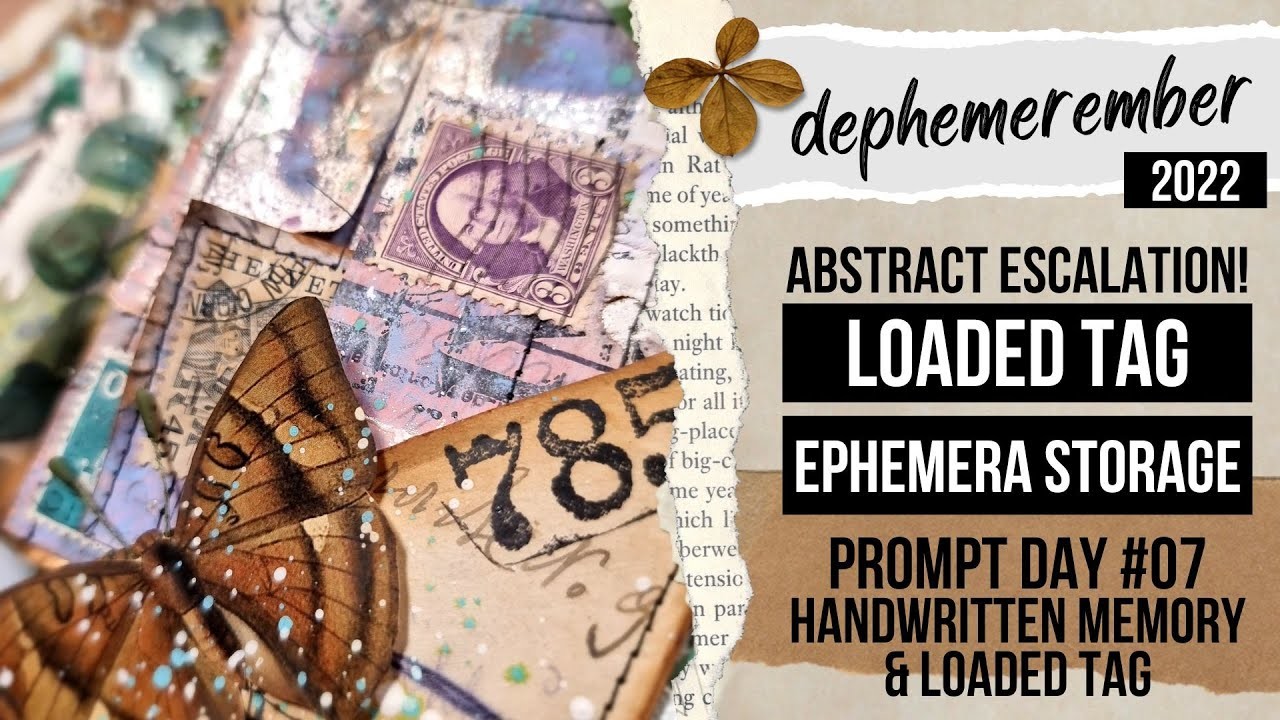 Abstract escalation on loaded tag - storage for tiny ephemera pieces DEPHEMEREMBER #07