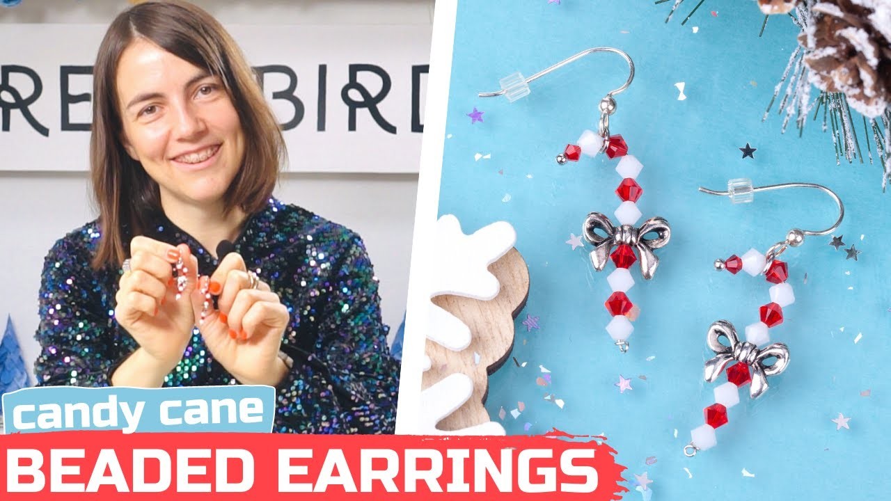 Candy Cane Christmas Beaded Earrings Tutorial