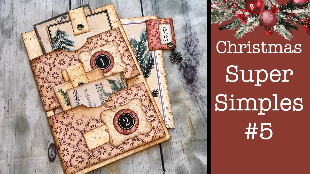 Christmas Super Simples #5  FULL TUTORIAL, Christmas Junk Journaling Tutorial & Kit, Pink Monarch
