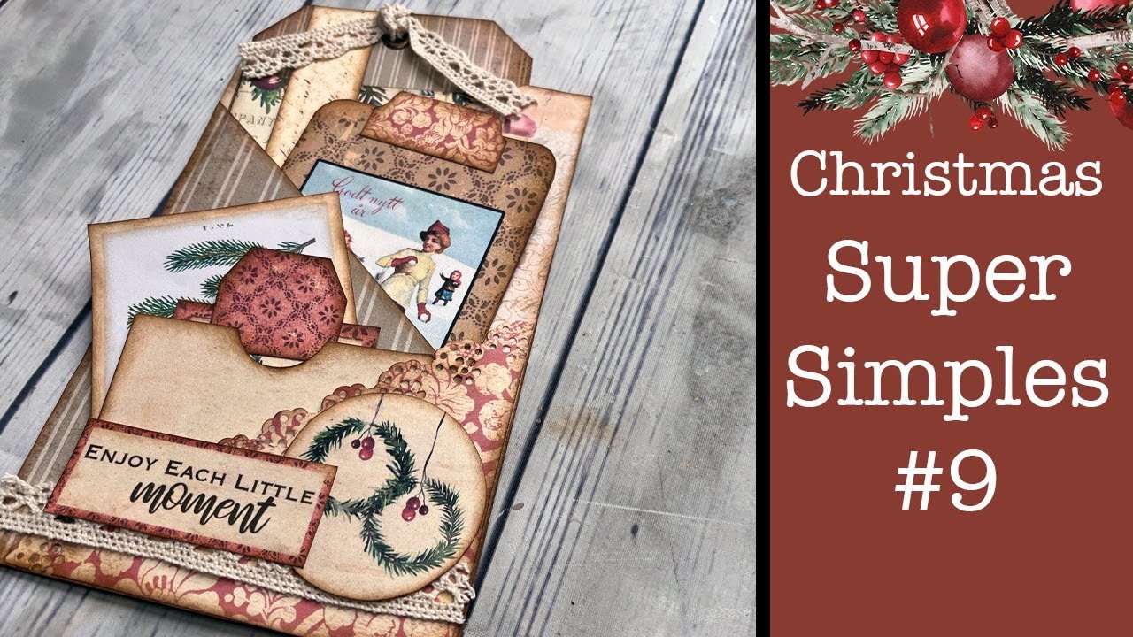 Christmas Super Simples #9  FULL TUTORIAL, Christmas Junk Journaling Tutorial & Kit, Pink Monarch