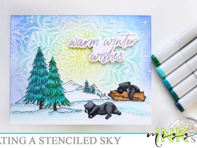 Creating a Stenciled Sky: Sleeping Bears Card