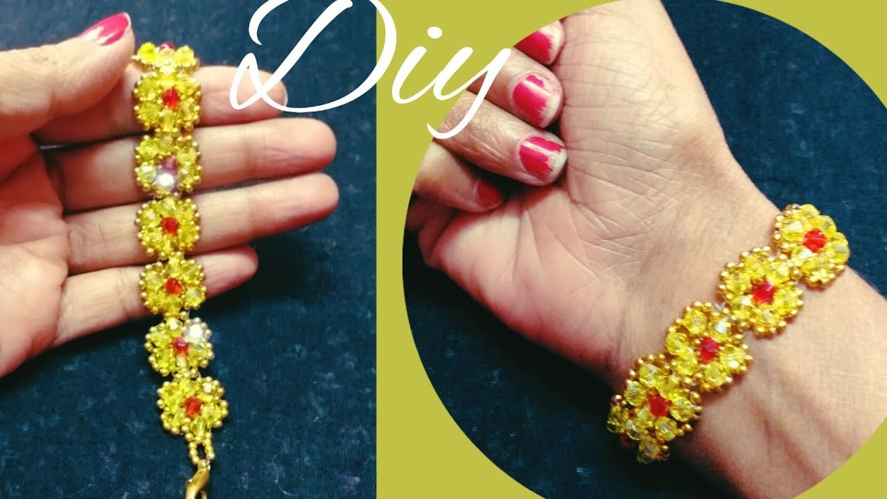 DIY Flower ???? Bracelet.jwellery making at home   #beading #tutorials #howto #maya's #diy