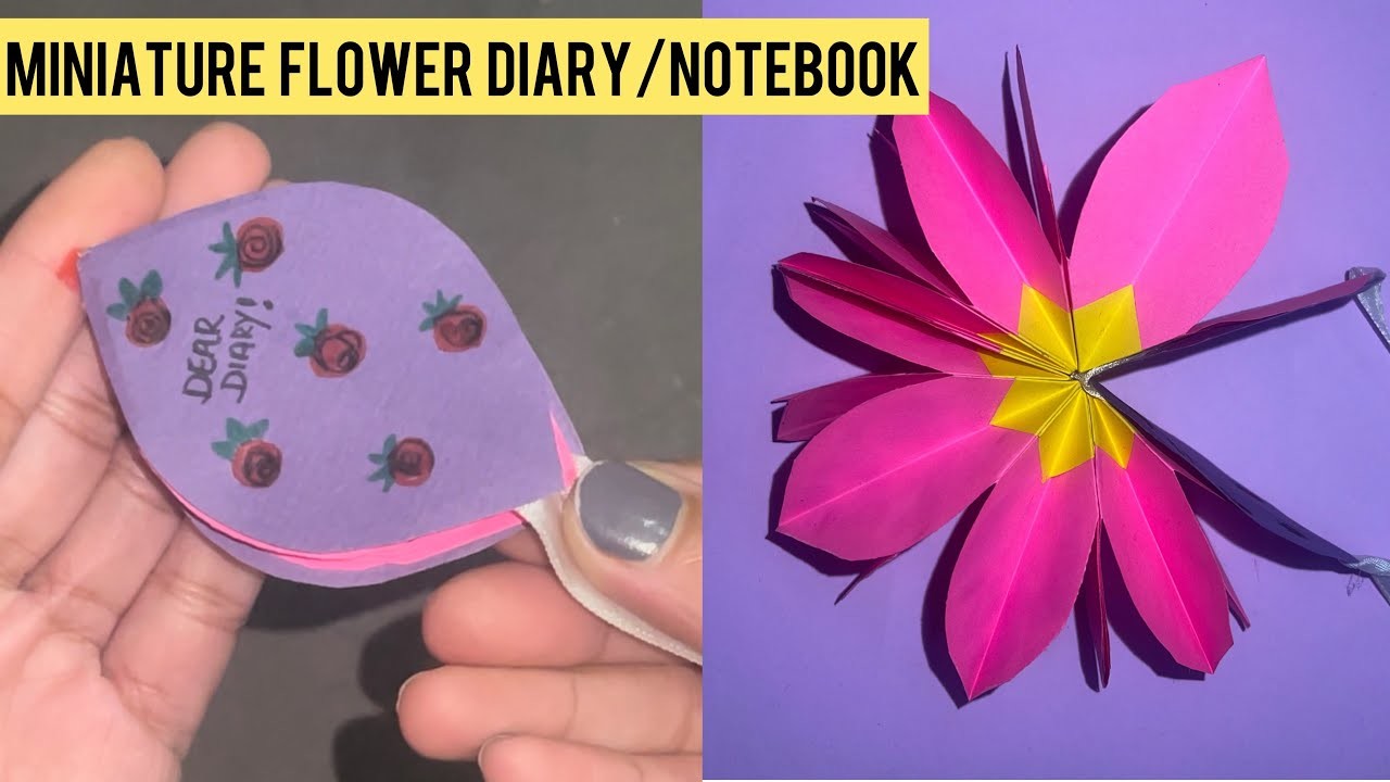 DIY Miniature Floral Diary. kawai mini diary. Flower diary. mini paper diary