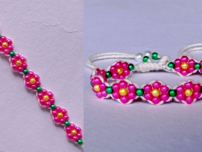 Flower bracelet || How to make beaded bracelet || bracelet making with beads