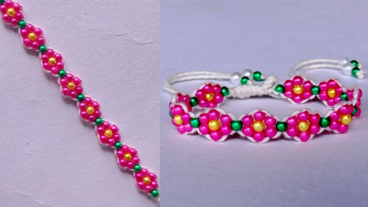 Flower bracelet || How to make beaded bracelet || bracelet making with beads