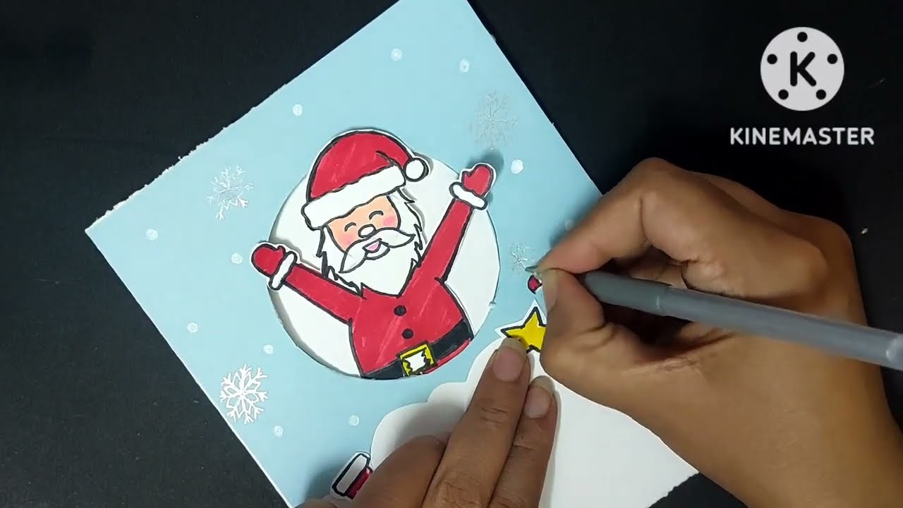 How to draw your own Christmas card | Diy Christmas card making| Santa Claus Card