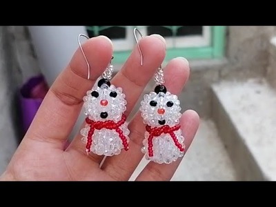 ⛄How To Make Beaded Christmas Snowman Earrings. Cute & Easy For Beginners.Christmas Gift Ideas