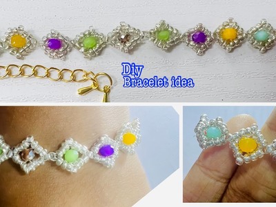 How to make crystal beaded bracelet |beaded bracelet DIY | easy beaded bracelet